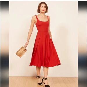 Reformation Women’s Red Rou Knit Midi Dress